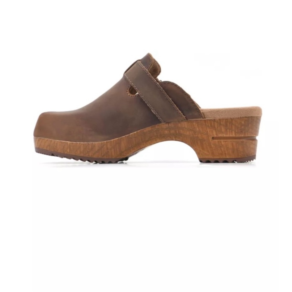 Women's Brown Leather Clogs - Picture 2 of 2